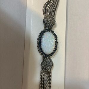 Sterling silver marcasite Opal bracelet 7 1/2"